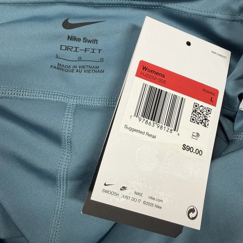 Nike Swift High-Waisted 7/8 Running Leggings Womens Large Smokey Blue HJ2252 006